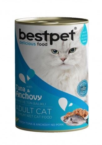 BestPet Hamsi ve Ton Balıklı Yetişkin Kedi Konservesi 400gr X 12 Adet
