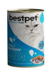 BestPet Hamsi ve Ton Balıklı Yetişkin Kedi Konservesi 400gr X 12 Adet