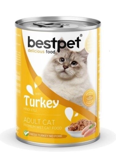 BestPet Hindi Etli Yetişkin Kedi Konservesi 400gr X 12 Adet