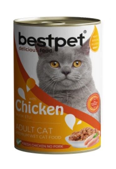 BestPet Tavuklu Yetişkin Kedi Konservesi 400gr X 12 Adet